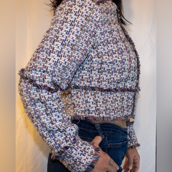 Carolina Belle Montreal Tweed Cropped Blazer Jacket Medium - Picture 2 of 9
